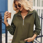 Zeagoo Women's Sweatshrits Quarter Zip Pullover Casual Cable Outfits