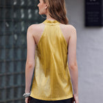 Nadorine Glitter Tops Women's Halterneck Party Sequin Top (DE Only)