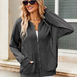 Nadorine Lightweight Hoodies Full Zip Up Oversized Sweatshirts