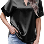 Satin Silk Blouse Tops - Nadorine (Us Only)