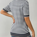 Zeagoo Womens Short Sleeve Sweaters Casual Striped Shirts