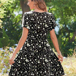 Nadorine Summer Tiered Mini Dress with Pockets Ruffle Sleeve Dress