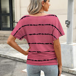 Nadorine Women's Short Sleeve Shirts V Neck Blouse