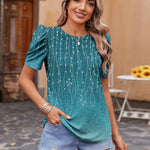Nadorine Blouse Dressy Casual Puff Short Sleeve Boho Tops