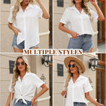 Nadorine Blouse Shirt Blouse Short Sleeve 100% Cotton Shirts (DE Only)