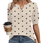 Nadorine Casual V Neck Short Sleeve Knit Sweater (US Only)