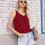 Nadorine Blouse Top Chiffon T-Shirt Sleeveless Crew Neck Tops (DE Only)