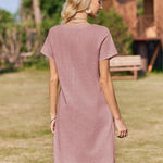 Nadorine Damen Baumwolle Kleider Casual mit Taschen A-Linie Einfarbig (DE Only)