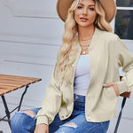 Nadorine Women's Bomber Jacket Casual Striped Button Down Coat