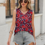 Nadorine Women Eyelet Tank Tops Sleeveless Shirts V Neck Cute Top