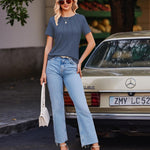 Nadorine T-Shirt Short Sleeve Tops Casual Crew Neck Blouse (DE Only)
