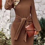 Nadorine Women's Casual Knit Dress Long Sleeve Bodycon Dress