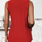 Nadorine Sleeveless Eyelet Shirts High Neck Top