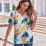 Nadorine Casual Short Sleeve V Neck Shirts Business Dressy Tunic Blouses