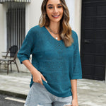 Nadorine Women's Crochet Off The Shoulder Hollow Out Knit Tops