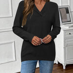 Nadorine Sweaters for Women Long Sleeve Shirts V Neck Knit Pullover