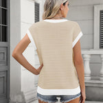 Nadorine Cap Sleeve Sweater Vest Knit Sweater