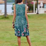 Nadorine Boho Floral Casual Tank Dresses with Pockets