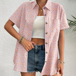Zeagoo Womens Button Down Linen Shirt Short Sleeve Cotton Blouse