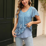 Nadorine Blouse Women's Elegant Ruffle Sleeve Tops (DE Only)