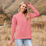 Nadorine Women's Long Sleeve Sweater Casual Ribbed Knit Pullover