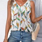 Nadorine Tank Tops Loose Fit V Neck Ruched Sleeveless Tops