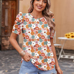 Nadorine Blouse Dressy Casual Puff Short Sleeve Boho Tops