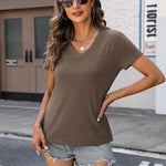 Nadorine 2 Pack Short Sleeve Shirts Casual Soft V Neck Basic Tee