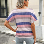 Nadorine Women's Short Sleeve Shirts V Neck Blouse