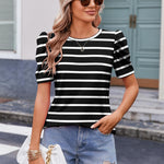 Nadorine Blouse Dressy Casual Puff Short Sleeve Boho Tops