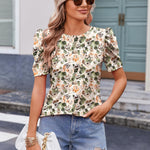 Nadorine Blouse Dressy Casual Puff Short Sleeve Boho Tops