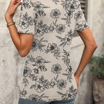 Nadorine Short Sleeve Shirts Dressy Tops with Pleats