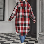 Zeagoo Womens Plus Size Flannel Plaid Button Down Shacket Jacket