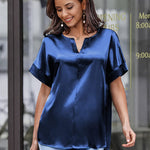 Satin Silk Blouse Tops - Nadorine (Us Only)