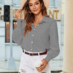 Nadorine Women's Button Down Shirts Loose Fit Striped Printed Lantern Blouses