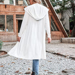 Hooded Long Cardigans Maxi Cardigan with Hood Open Front Lightweight Duster Coat with Pocket - Nadorine (Us Only)