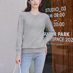 Nadorine Women's Knitted Jumper Elegant Crew Neck Pullover