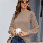Nadorine Elegant Blouse Long Sleeve Crew Neck T Shirt (DE Only)