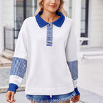 Zeagoo Women's Sweatshirt Striped Long Sleeve Henley Button Tunic Tops