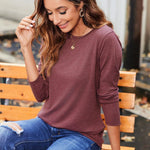 Nadorine 3 Pack Long Sleeve Shirts for Women Loose Fit Basic Tee Tops