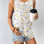 Nadorine Tank Top Blouses Scooped Neck Pleated Front Shirts