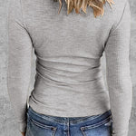 Zeagoo Womens Long Sleeve Stretch Crewneck Ribbed T-Shirt