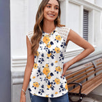 Nadorine Women's Lace Cap Sleeve Tops Pleated Tank Tops