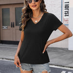 Nadorine 2 Pack Short Sleeve Shirts Casual Soft V Neck Basic Tee