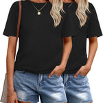 Nadorine 2 Pack Women Tshirts Short Sleeve Crew Neck Tops
