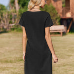 Nadorine Damen Baumwolle Kleider Casual mit Taschen A-Linie Einfarbig (DE Only)