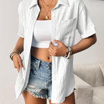 Nadorine Short Sleeve Button Down Shirt Casual Loose Fit Blouses