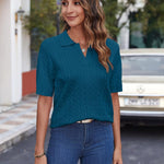 Nadorine Women Short Sleeve Sweater Pullover Polo Tops