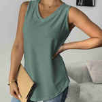 Nadorine Women Eyelet Tank Tops Sleeveless Shirts V Neck Cute Top