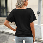 Nadorine Women's Short Sleeve Shirts V Neck Blouse